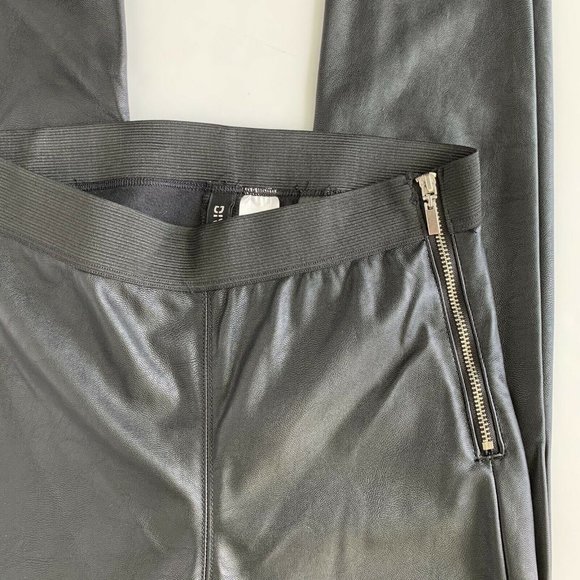Faux Black Leather Skinny Pants Side Zip Leggings - Picture 2 of 10